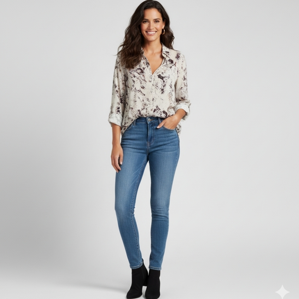 Rose & Olive Cream Button Down Shirt with Dress Collar